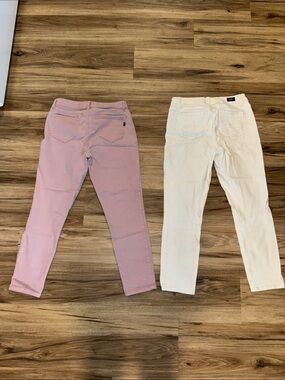 1822 Denim Girls Pink & Earl White Skinny Jeans